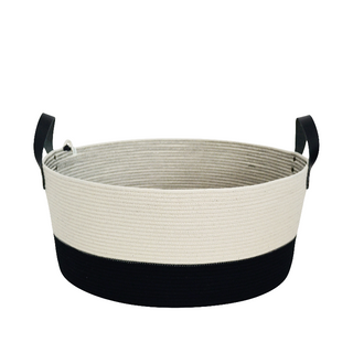 Leather Trim Storage Basket - Liquorice Block S (BSK10728LW-S)