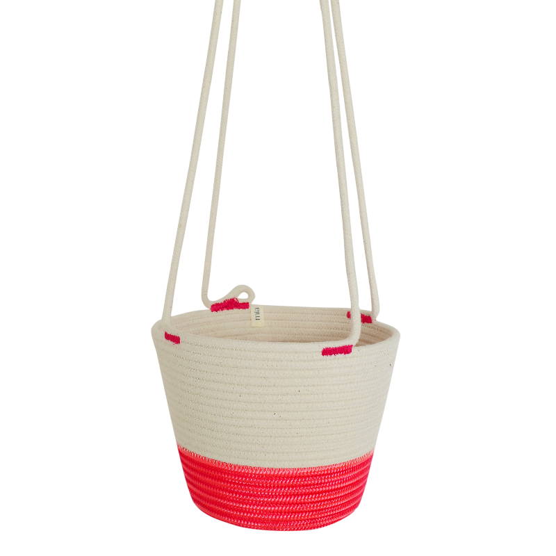 CSS Hanging Planter - Pink & Ivory (BSK121422W) Main Image