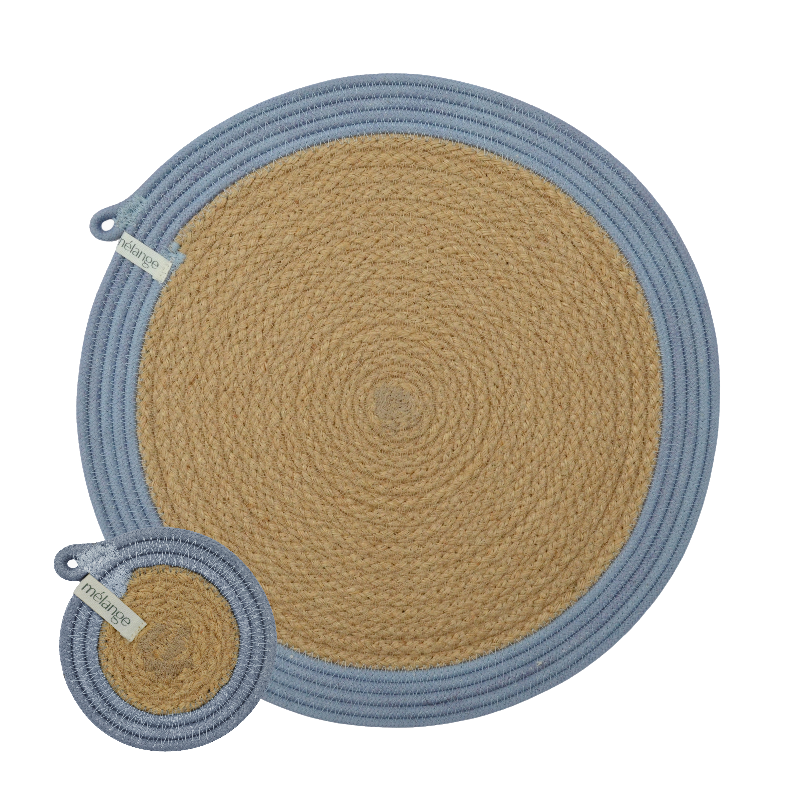 Placemats & Coasters - Jute & Blue-Grey C (set of 4 each) (BSK14596165CW) Main Image