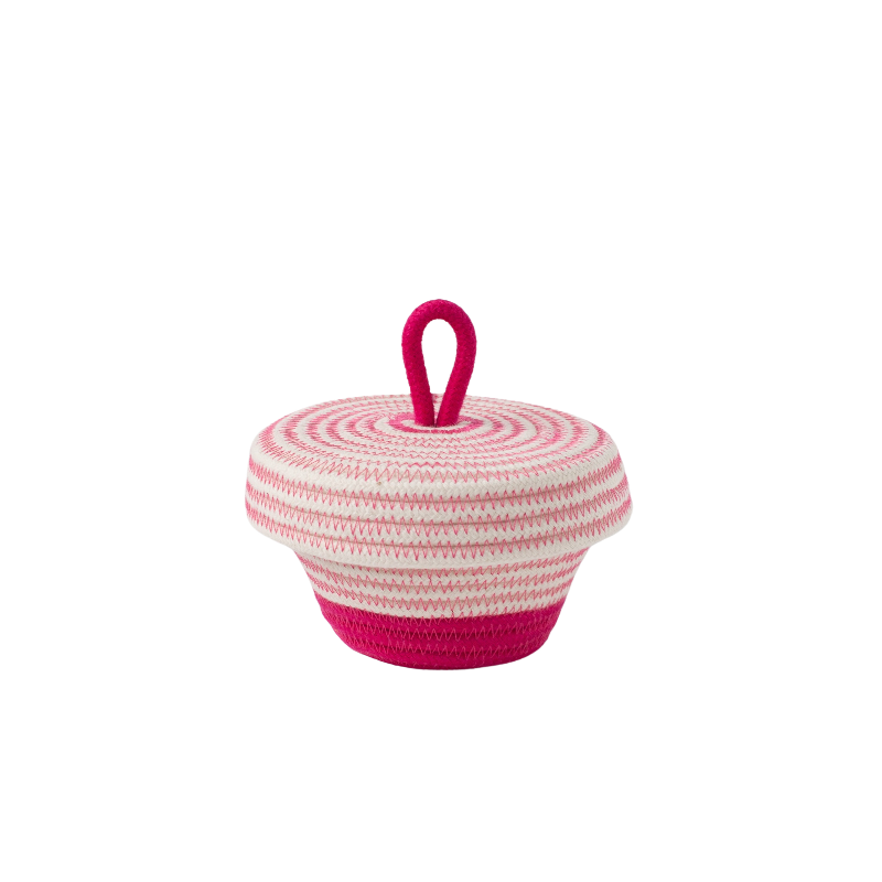 Petite Lidded Basket (XS) -  Fuchsia Fruit Pastilles (BSK118381W-XS)