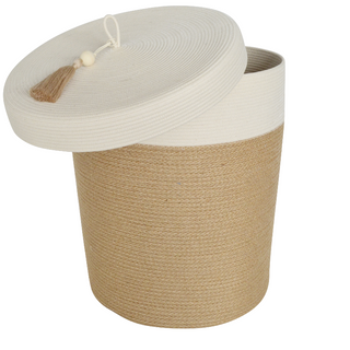 Lidded Laundry Basket L - Jute Jungle (BSK12796W-L)