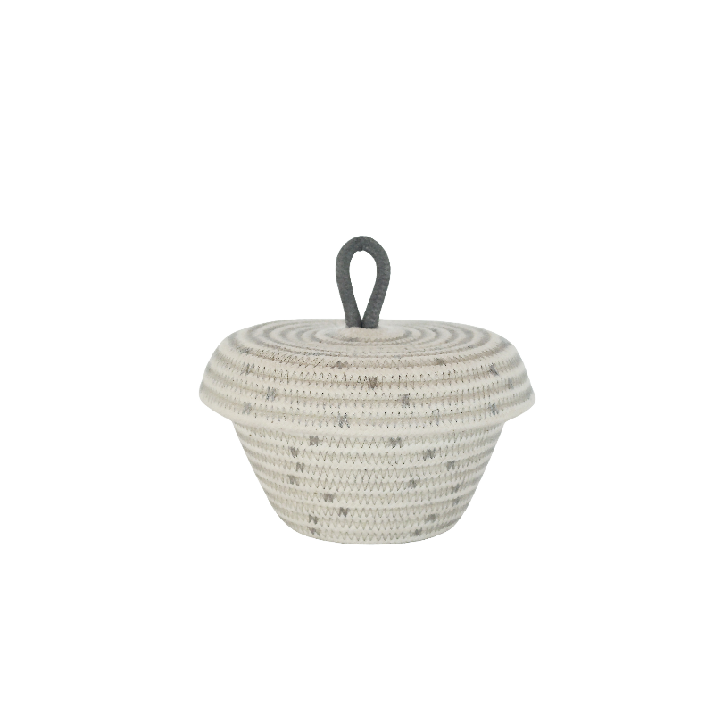  Petite Lidded Basket (XS) - Grey Polka-Dot (BSK11812PDW-XS) Main Image