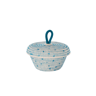 Petite Lidded Basket (XS) - Teal Polka-Dot (BSK118202PDW-XS)