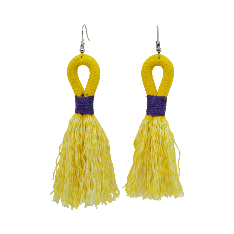 Incinci Earrings - Yellow Rope & Purple (small loop) (JWL105145PRP-W) Main Image