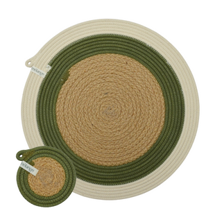 Placemats & Coasters - Olive Jute Jungle B (set of 4 each) (BSK14596407BW)