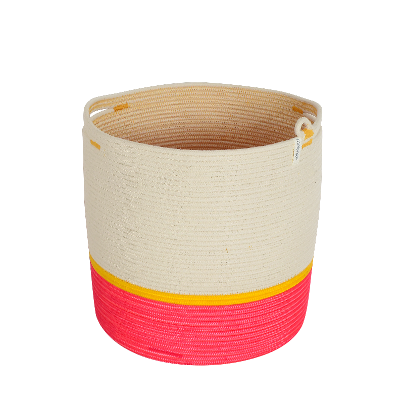 CSS Handle Cylinder Basket - Pink & Yellow (BSK141422432W) Main Image