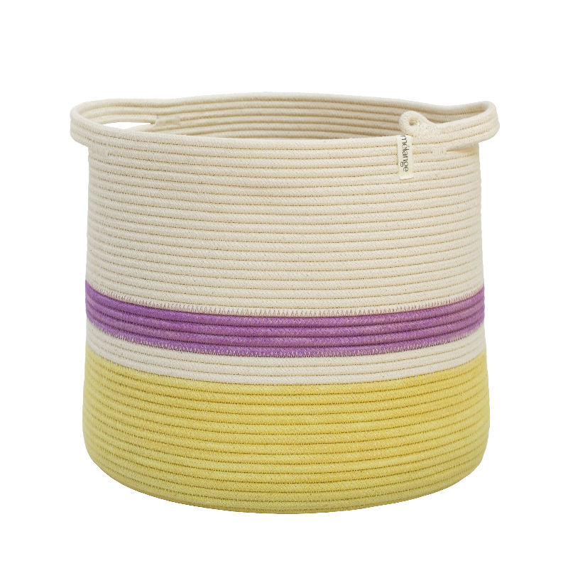 Conical Basket - Banana Yellow & Berry Purple Block & Striped (BSK129520W) Main Image