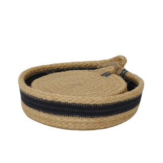 Coasters Set & Table Basket - Jute & Charcoal (full) (BSK1018597-S-13095W-12-6)