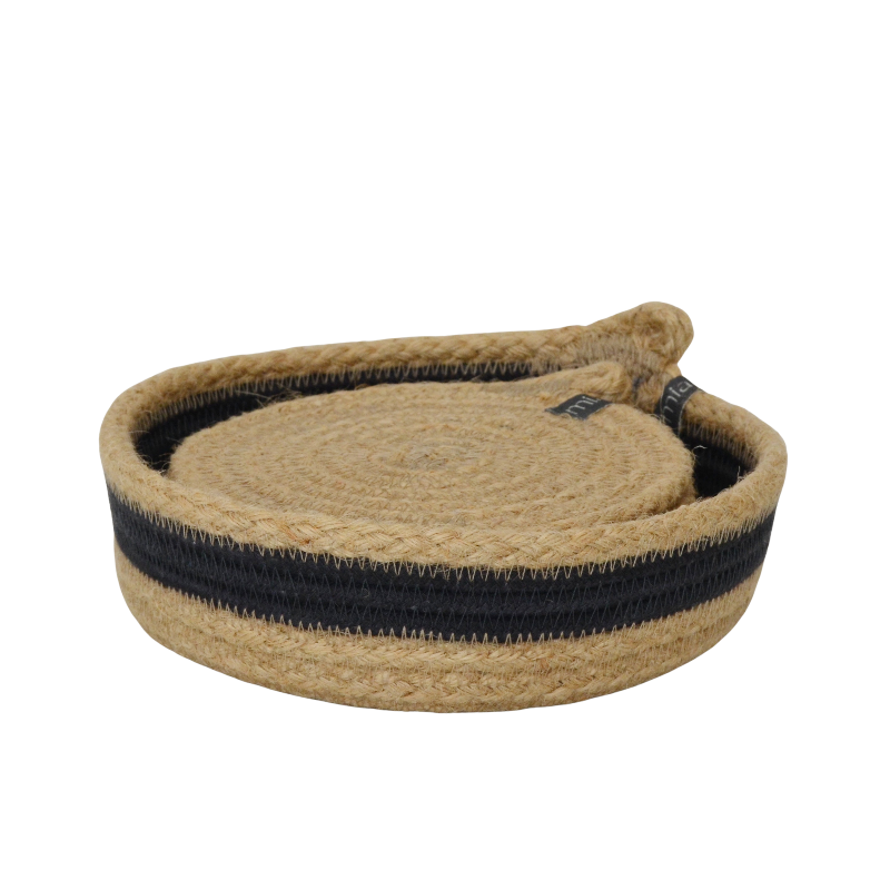 Coasters Set & Table Basket - Jute & Charcoal (full) (BSK1018597-S-13095W-12-6) Main Image