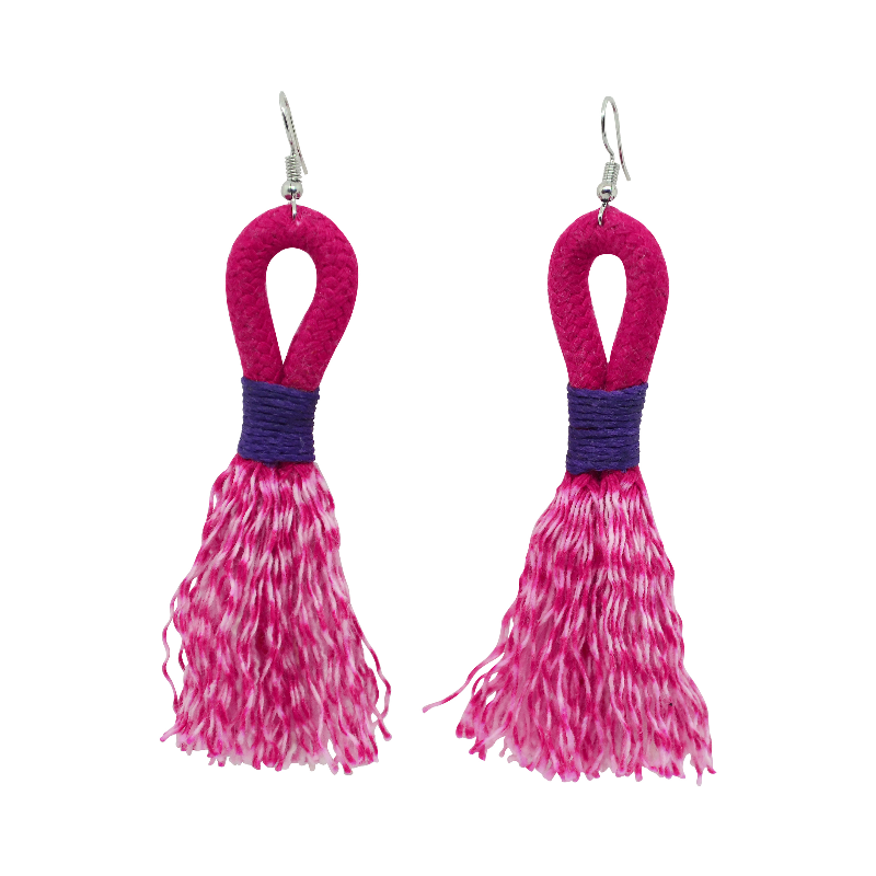 Incinci Earrings - Fuchsia Rope & Purple (small loop) (JWL105380PRP-W) Main Image