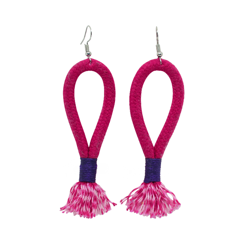 Inkulu Earrings - Fuchsia Rope & Purple (large loop) (JWL100380PRP-W) Main Image