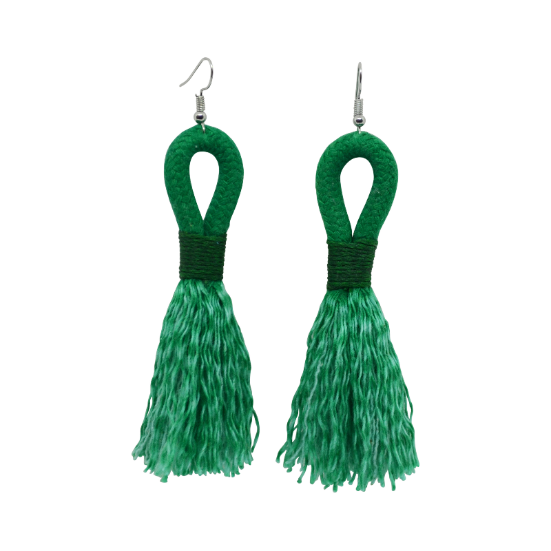 Incinci Earrings - Emerald Green Rope & Dark Green (small loop) (JWL105105DGN-W) Main Image