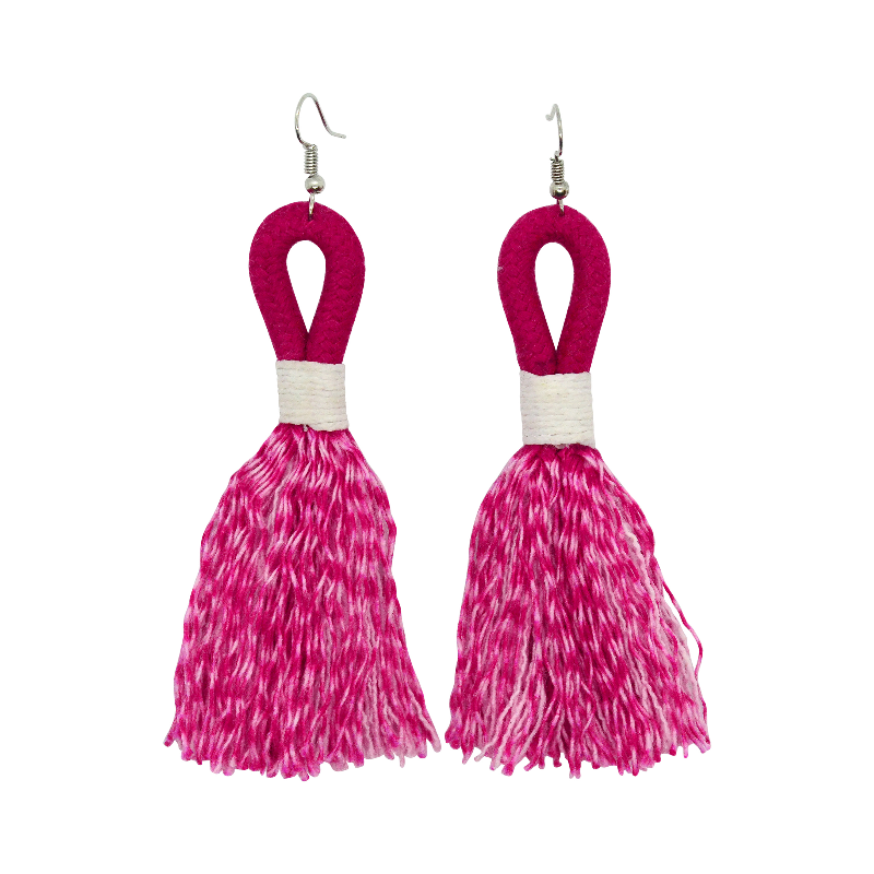 Incinci Earrings - Fuchsia Rope & White (small loop) (JWL100380WHT-W) Main Image