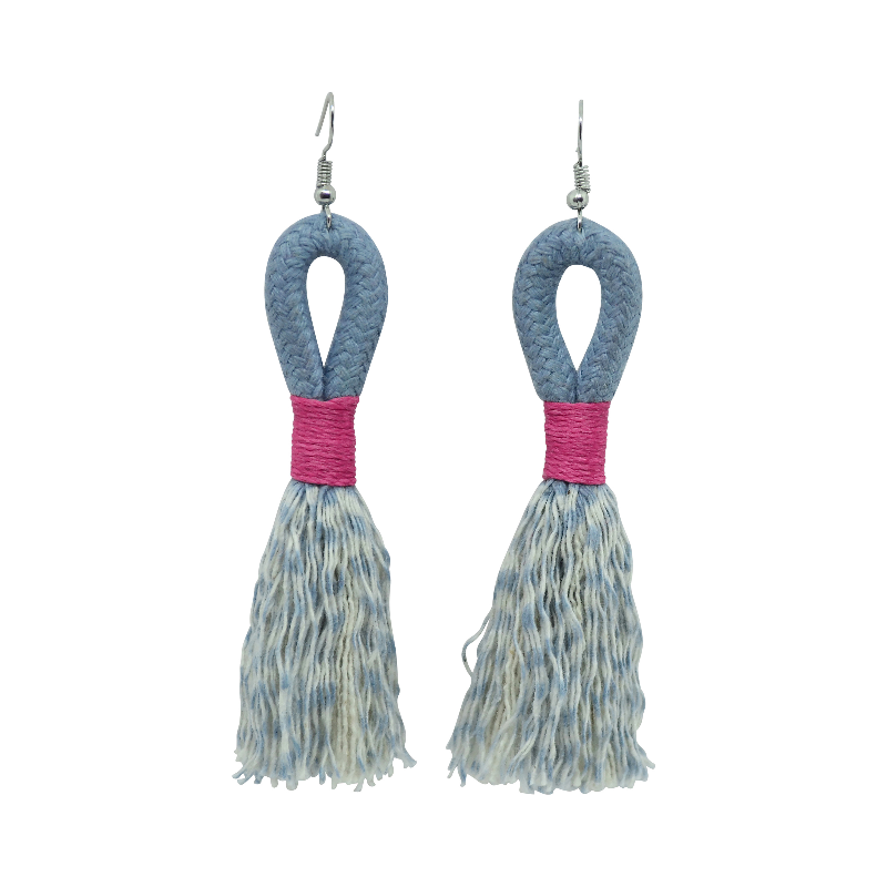 Incinci Earrings - Blue-Grey Rope & Pink (small loop) (JWL105160PNK-W) Main Image