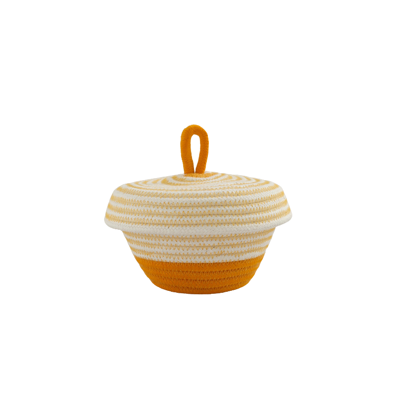 Petite Lidded Basket (XS) - Mustard Fruit Pastilles (BSK118361W-XS) Main Image