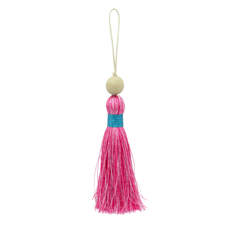 Tassel XL - Shocking & Soft Pink, wrapped with Teal (T20SPKLPK-TEA-W) Main Image