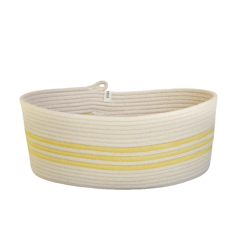 Oval Basket M - Banana Yellow Swirl Striped (BSK103148W-M) Main Image