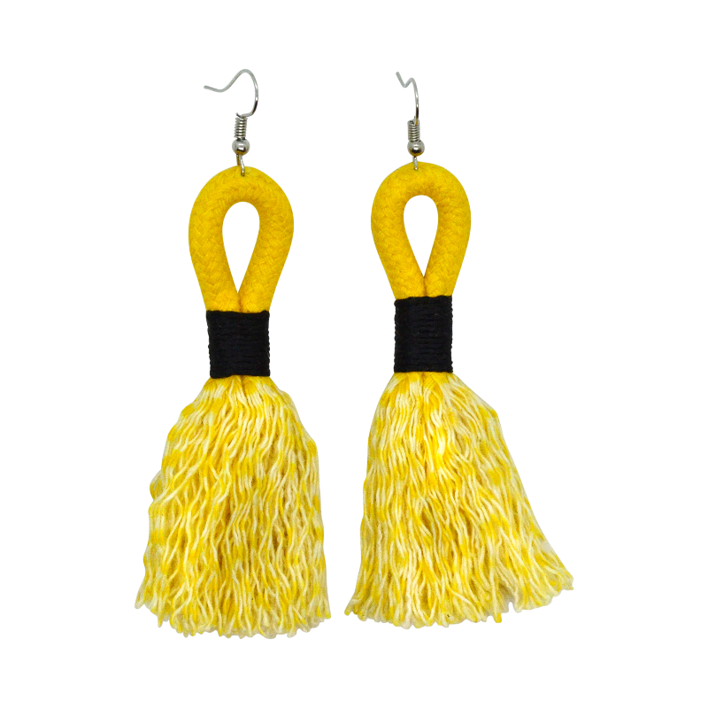 Incinci Earrings - Yellow Rope & Black (small loop) (JWL105145BLK-W) Main Image