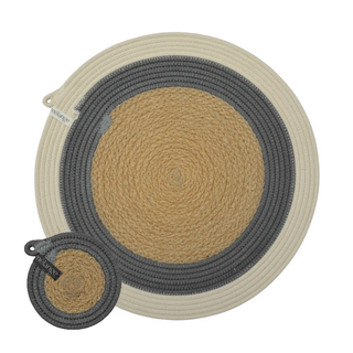 Placemats & Coasters - Grey Jute Jungle B (set of 4 each) (BSK1459631BW)