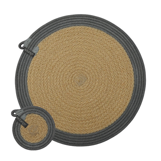 Placemats & Coasters - Grey Jute Jungle C (set of 4 each)(BSK1459635CW)