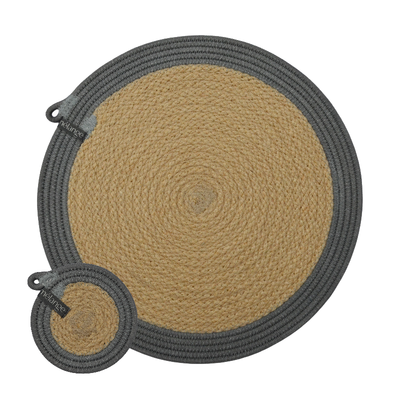 Placemats & Coasters - Grey Jute Jungle C (set of 4 each)(BSK1459635CW) Main Image