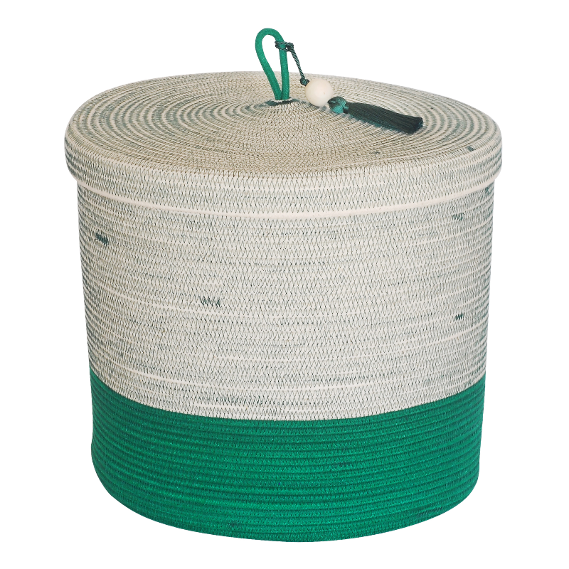 Lidded Cylinder Basket - Greenery (BSK126100W) Main Image