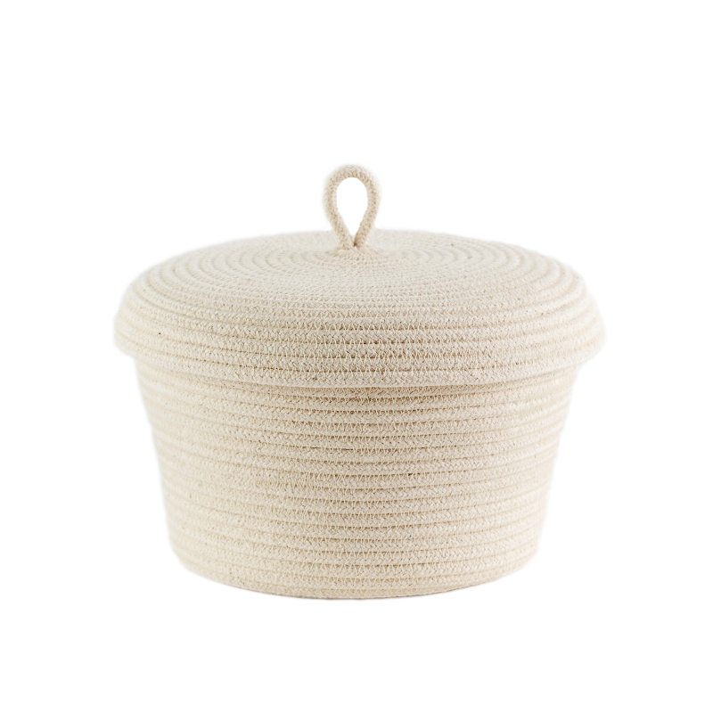 Lidded Bowl Basket - Ivory (BSK11810W) Main Image