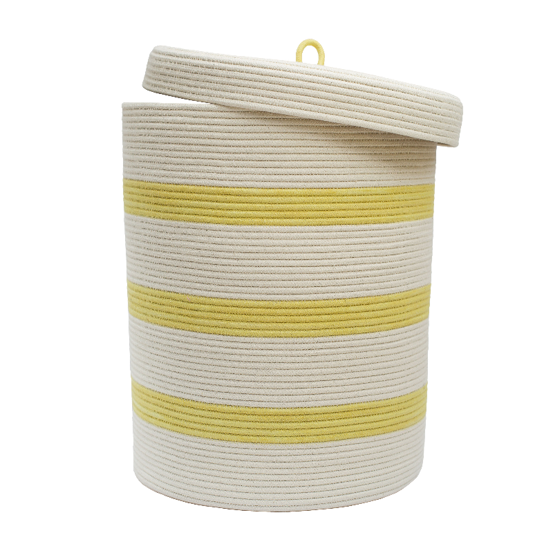 Lidded Cylinder Basket XLT - Banana Yellow Striped (BSK126149W-XLT) Main Image