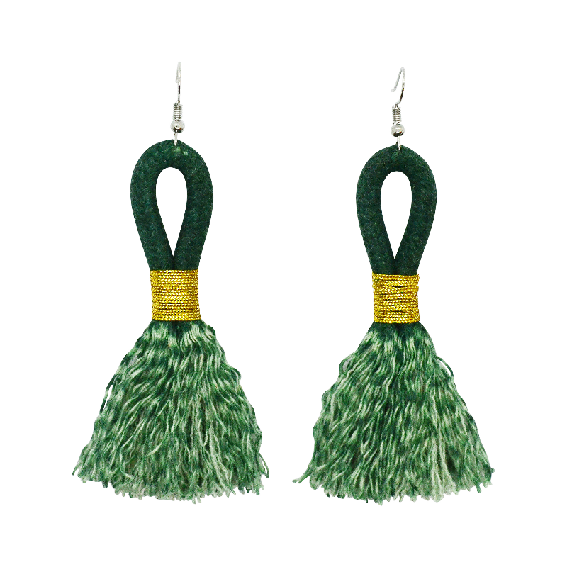 Incinci Earrings - Dark Green Rope & Gold (small loop) (JWL105405GLD-W) Main Image