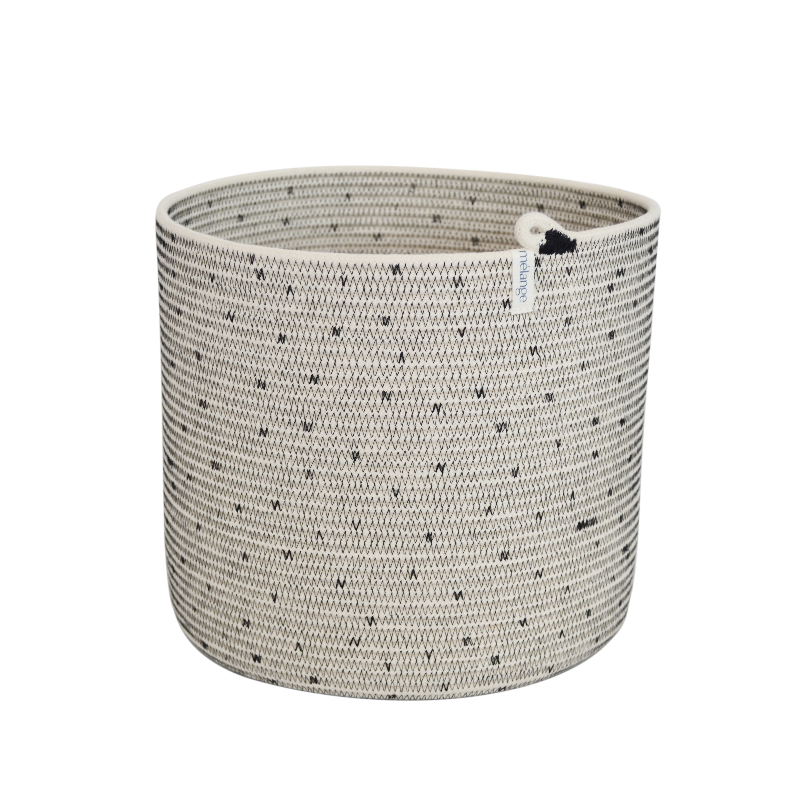 Cylinder Basket - Stitched Polka Dot (black) (BSK10411PDW) Main Image