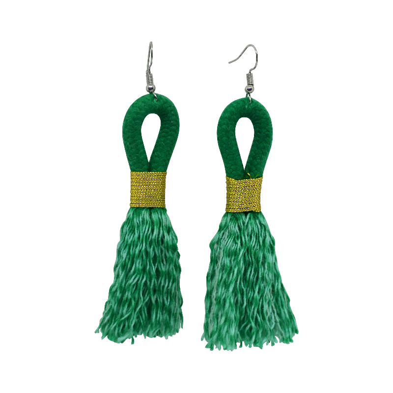 Incinci Earrings - Emerald Green Rope & Gold (small loop) (JWL105105GLD-W) Main Image