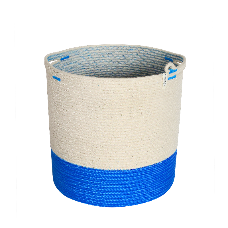 CSS Handle Cylinder Basket XL - Ocean Blue & Ivory (BSK141412W-XL) Main Image