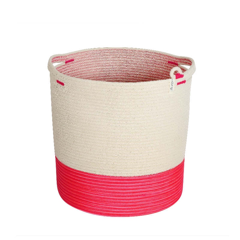 CSS Handle Cylinder Basket XL - Pink & Ivory (BSK141422W-XL) Main Image