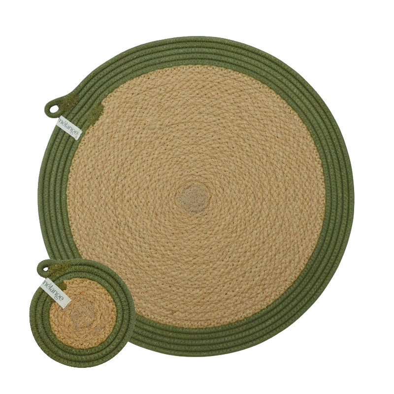 Placemats & Coasters - Olive Jute Jungle C (set of 4 each) (BSK14596407CW) Main Image