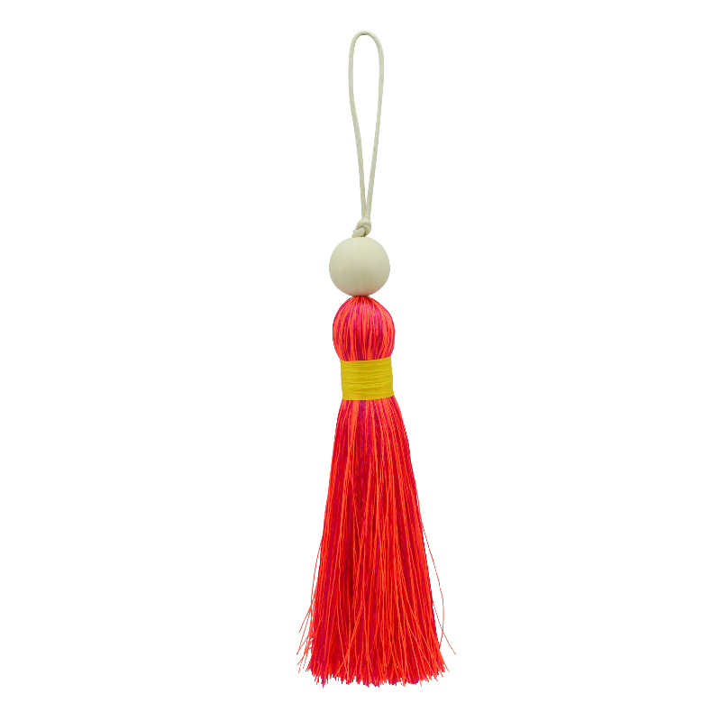 Tassel XL - Shocking Pink & Neon Orange, wrapped with Yellow (T20NORSPK-BYL-W) Main Image