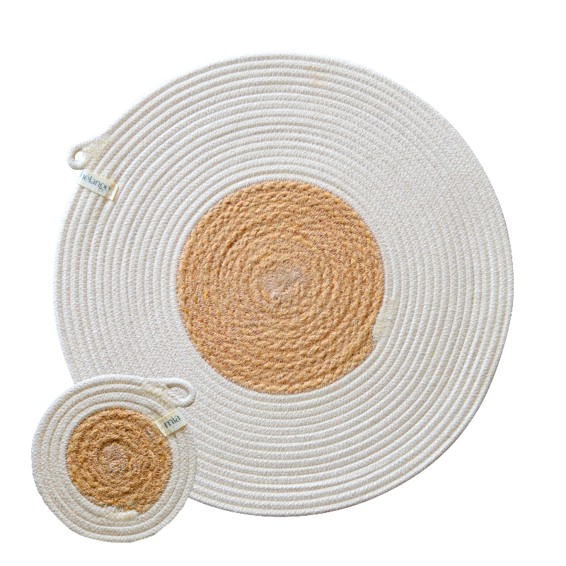 Placemats & Coasters 4in - Jute Block (set of 4) (BSK11213093W) Main Image