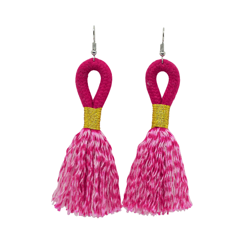 Incinci Earrings - Fuchsia Rope & Gold (small loop) (JWL105380GLD-W) Main Image