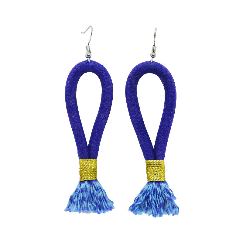 Inkulu Earrings - Royal Blue Rope & Gold (large loop) (JWL100125GLD-W) Main Image