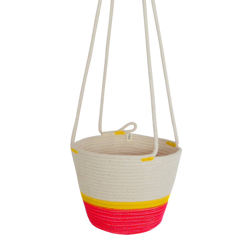 CSS Hanging Planter - Pink & Yellow (BSK121422432W) Main Image