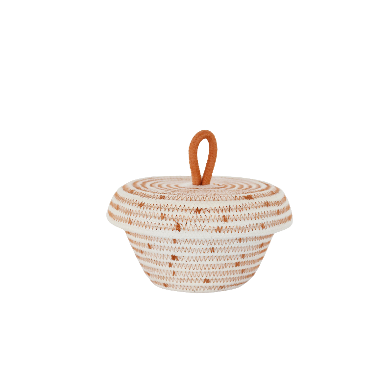  Petite Lidded Basket (XS) - Nutmeg Polka-Dot (BSK118206PDW-XS) Main Image