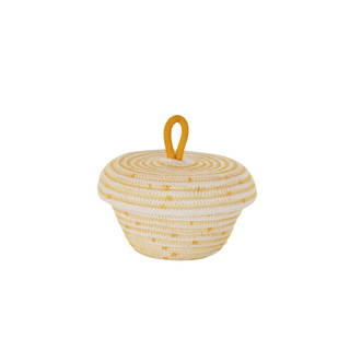 Petite Lidded Basket (XS) - Mustard Polka-Dot (BSK118204PDW-XS)