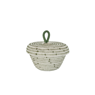 Petite Lidded Basket (XS) - Olive Polka-Dot (BSK118205PDW-XS)