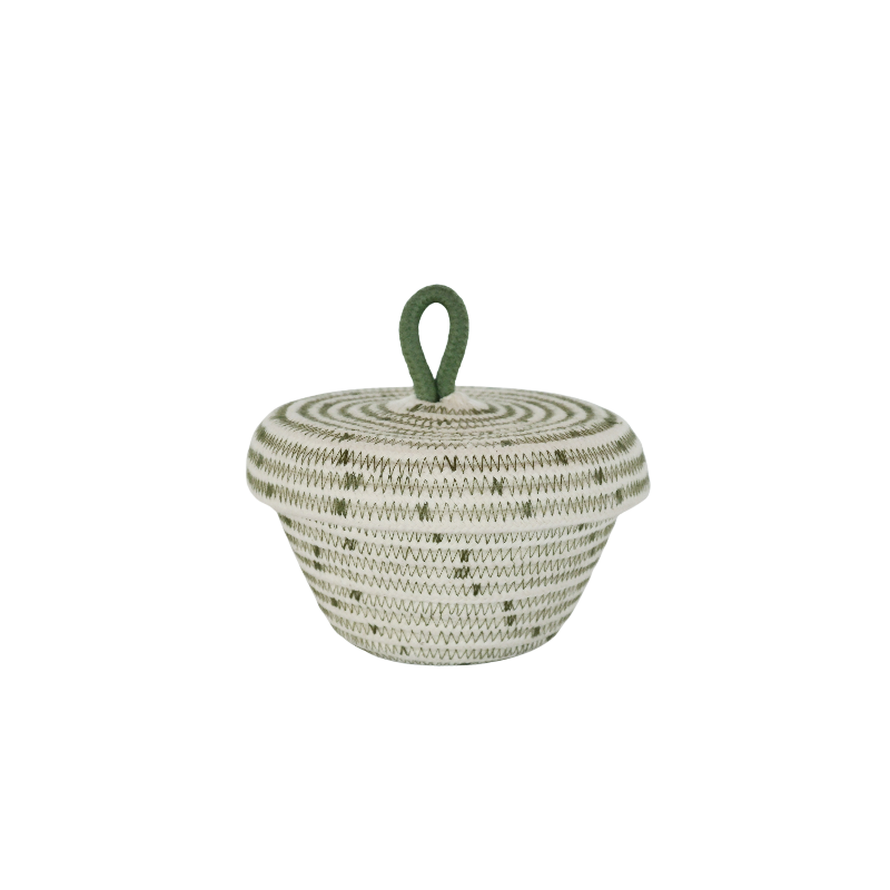 Petite Lidded Basket (XS) - Olive Polka-Dot (BSK118205PDW-XS) Main Image