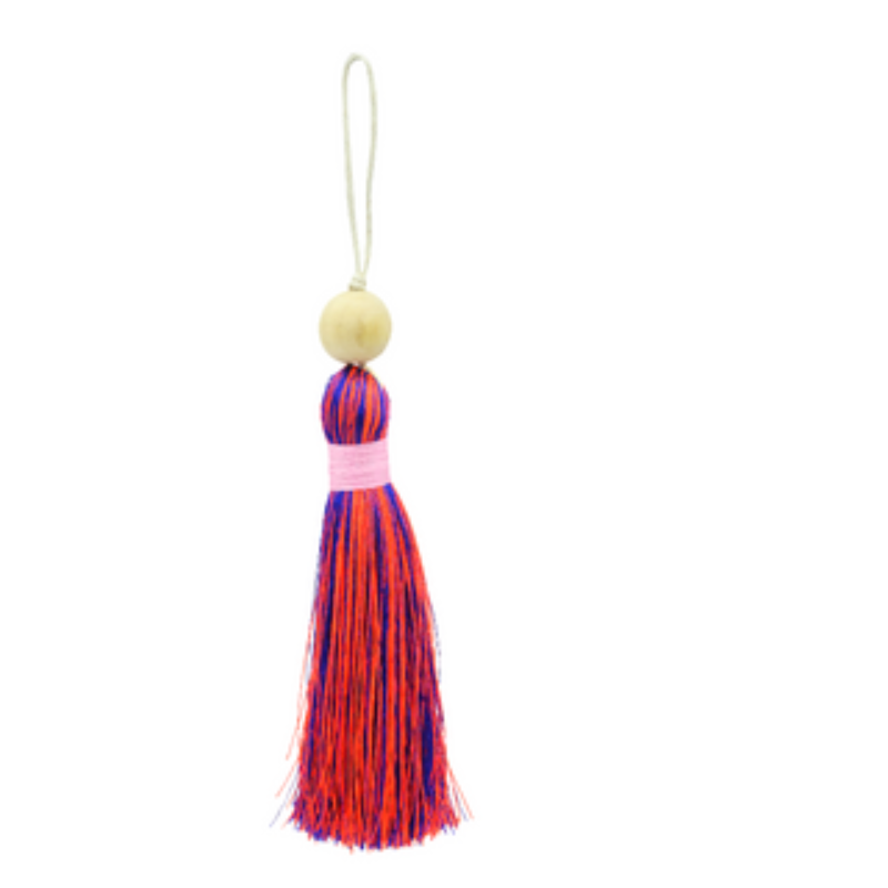 Tassel XL - Royal Blue & Neon Orange, wrapped with Soft Pink (T20NORBLU-LPK-W) Main Image