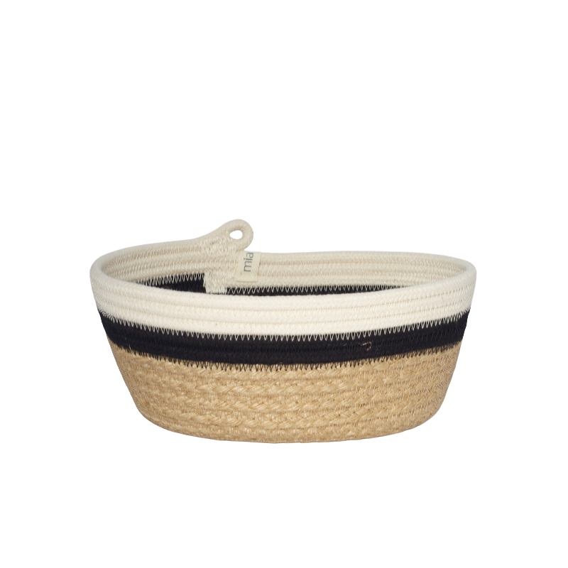 Essential Oval Basket (XS) - Black Jute Jungle (BSK1039621W-XS) Main Image