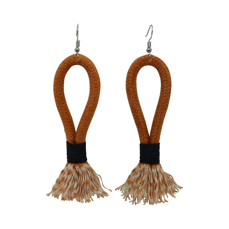 Inkulu Earrings - Nutmeg Rope & Black (large loop) (JWL100390BLK-W) Main Image