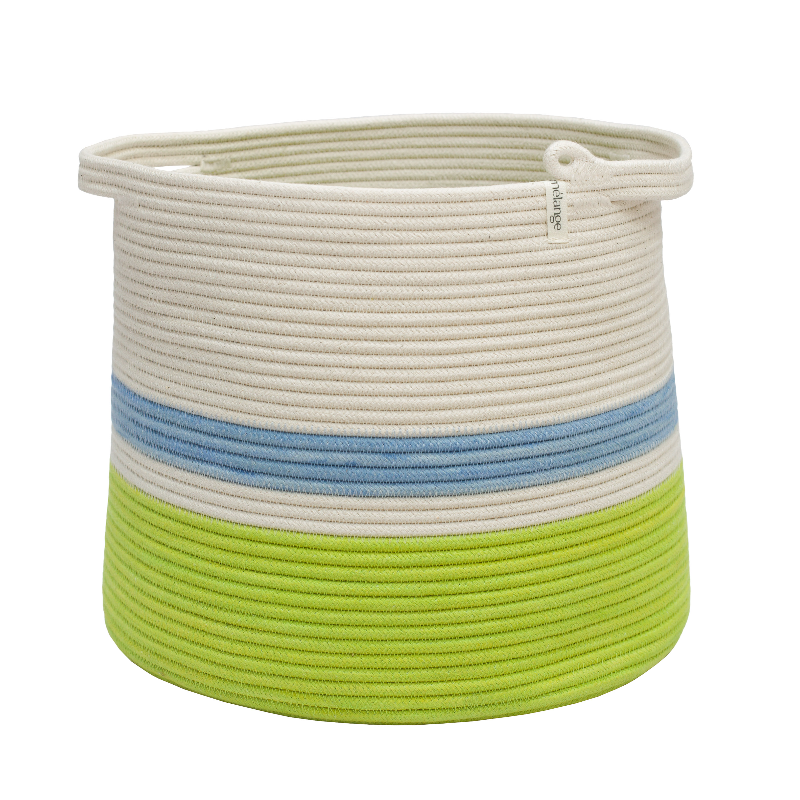 onical Basket - Pistachio Green & Bubblegum Blue Block & Striped (BSK129530W) Main Image