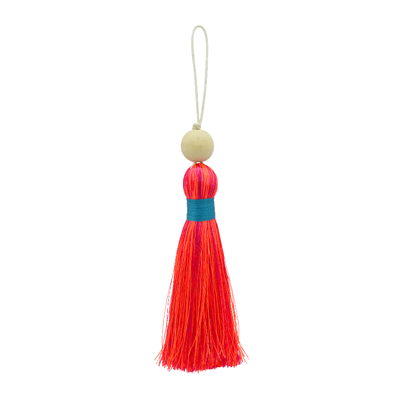 Tassel XL - Shocking Pink & Neon Orange, wrapped with Teal (T20NORSPK-TEA-W) Main Image