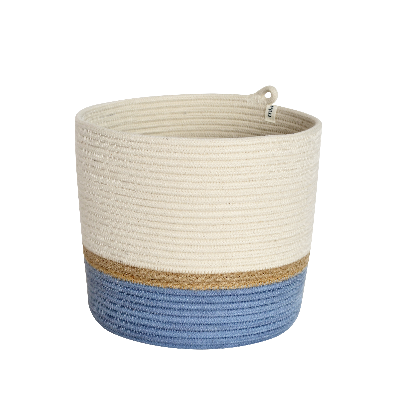 Cylinder Basket - Jute & Blue-Grey (block) (BSK10416493W) Main Image