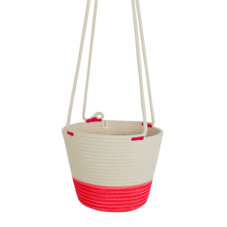 CSS Hanging Planter - Pink Poly & Ivory (BSK121422W)